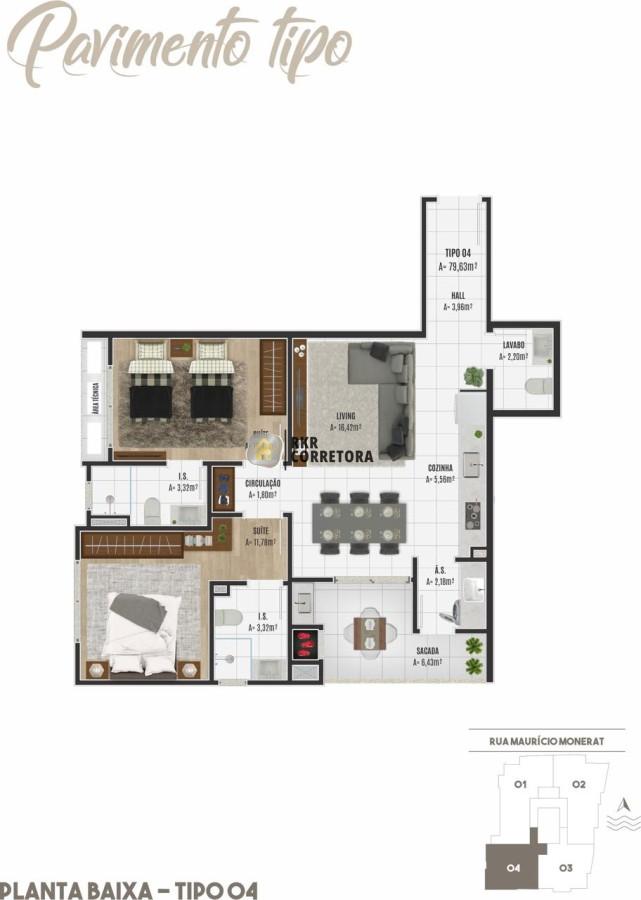 Apartamento de 2 quartos, 80m² no bairro Gravatá, em Navegantes | Eu Corretor